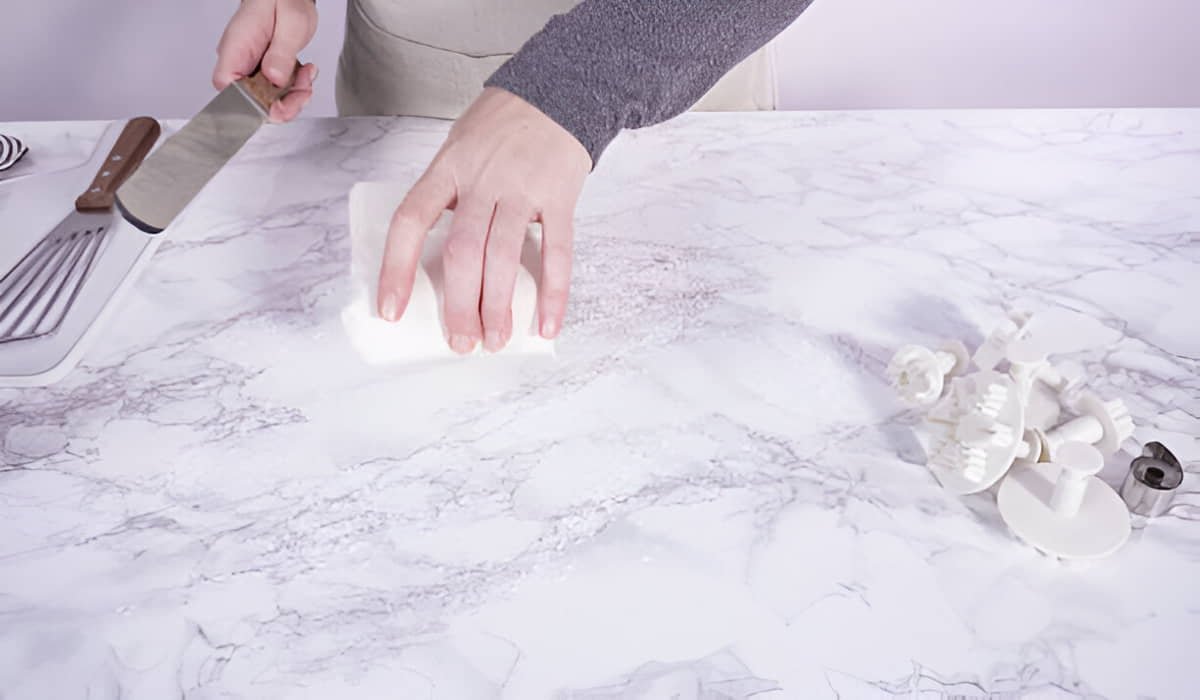 polish marble with baking soda