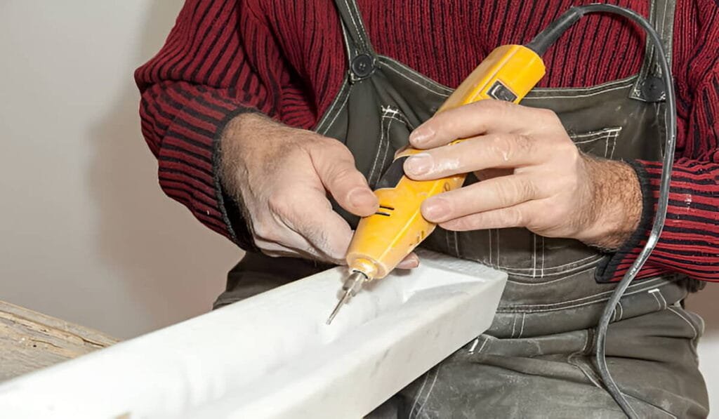 Marble surface cleaning with Dremel